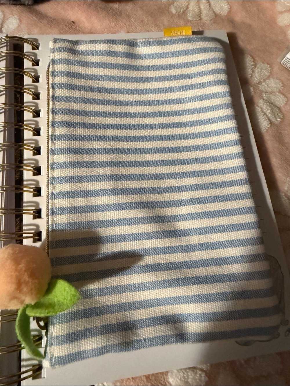 Striped Blue and White Cotton Pouch by